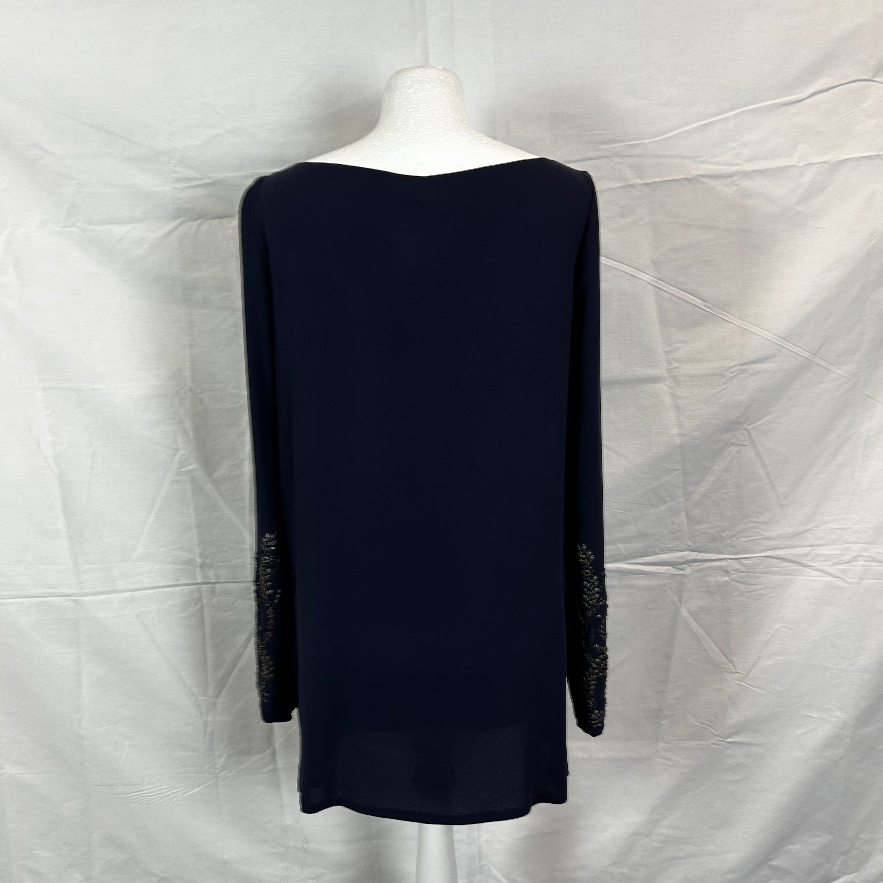 Hermes Navy Embellished Silk Chiffon Tunic Top M - Shop Now!