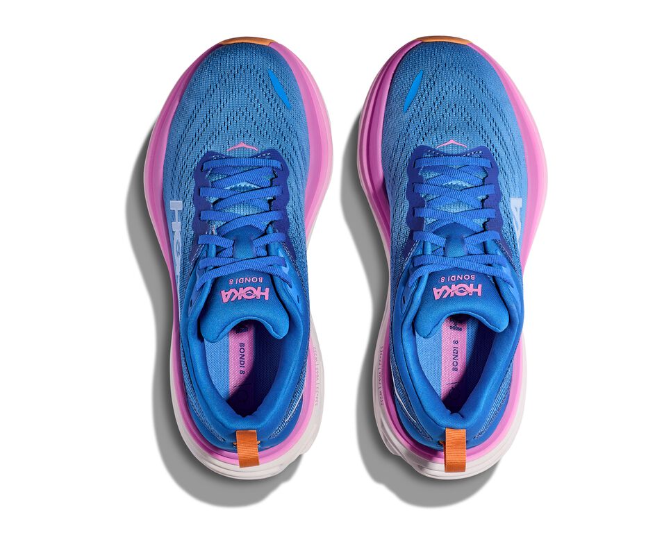 Hoka Bondi 8 Women's Running Shoes - Blue/Pink