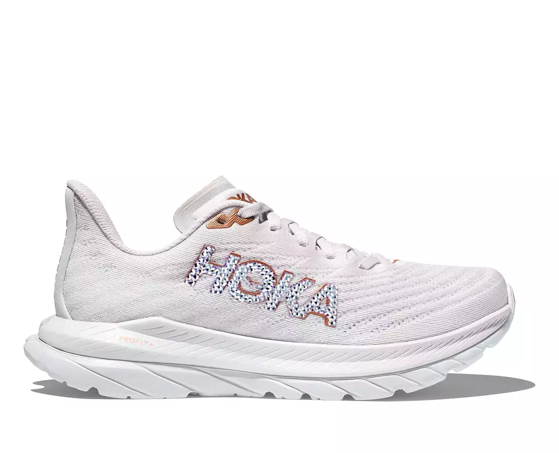 Hoka Mach 5 Women's running shoes in White/Copper color