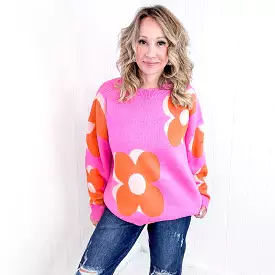 Hot Pink Floral Sweater, Mod Orange - Bold and Quiet