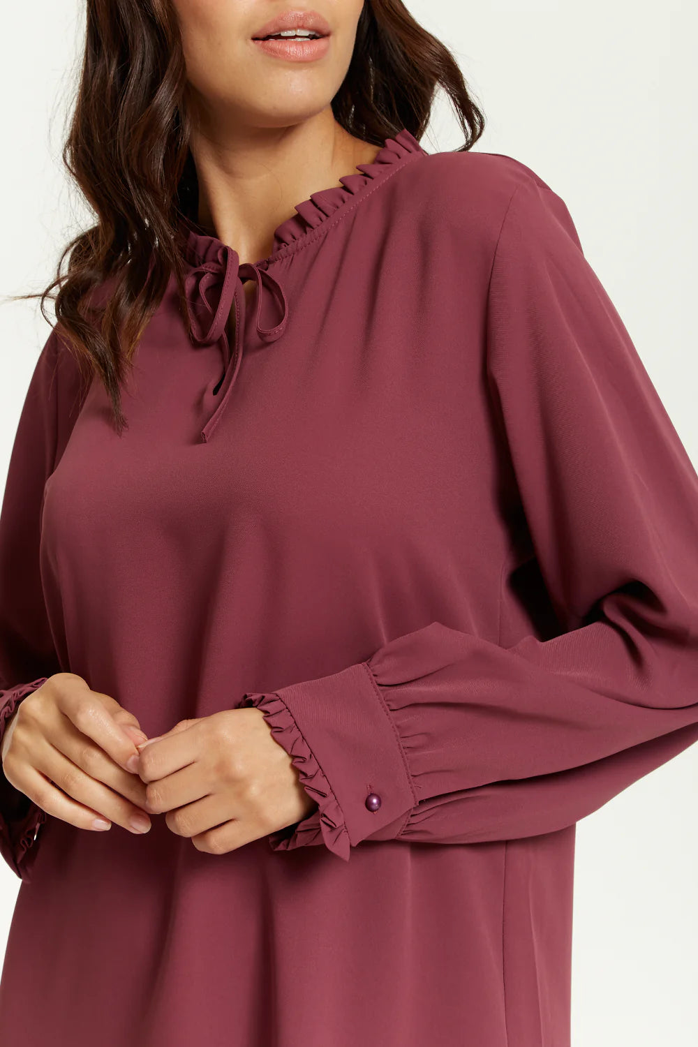 Hoxton Gal Tunic | Oversized Tunic with Ruffle Neck Detail