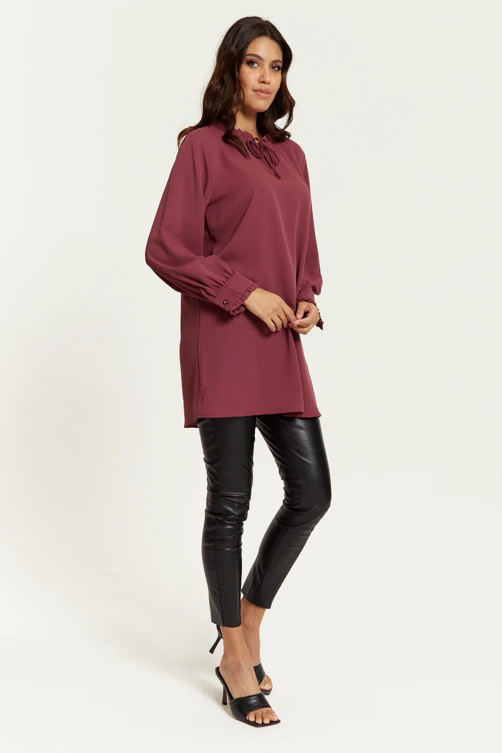 Hoxton Gal Tunic | Oversized Tunic with Ruffle Neck Detail