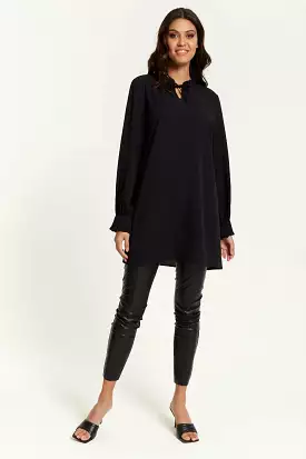 Hoxton Gal Tunic | Oversized Tunic with Ruffle Neck Detail