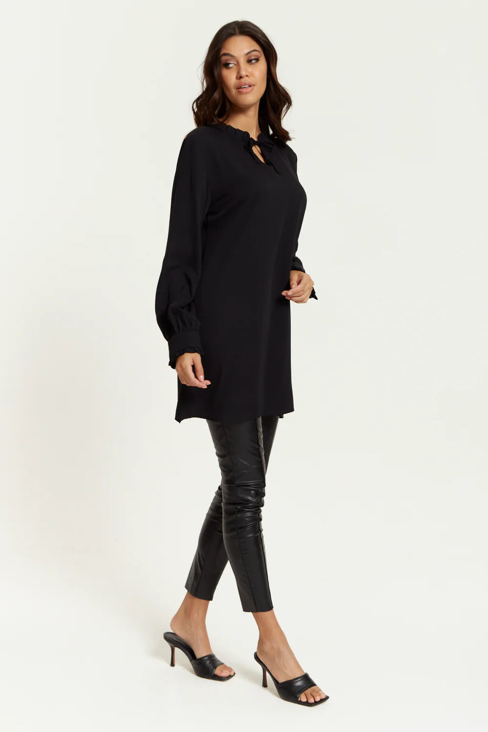 Hoxton Gal Tunic | Oversized Tunic with Ruffle Neck Detail