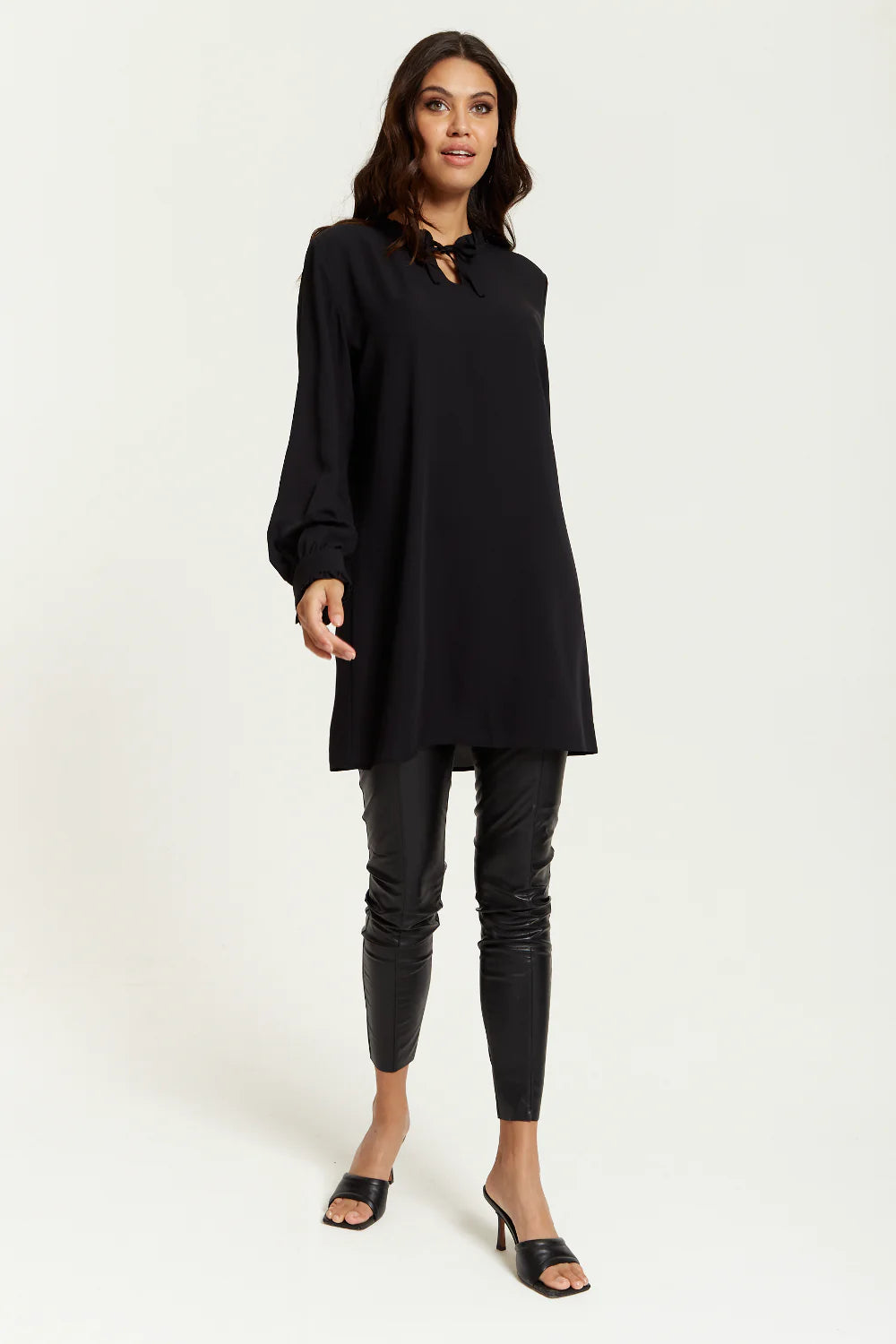 Hoxton Gal Tunic | Oversized Tunic with Ruffle Neck Detail