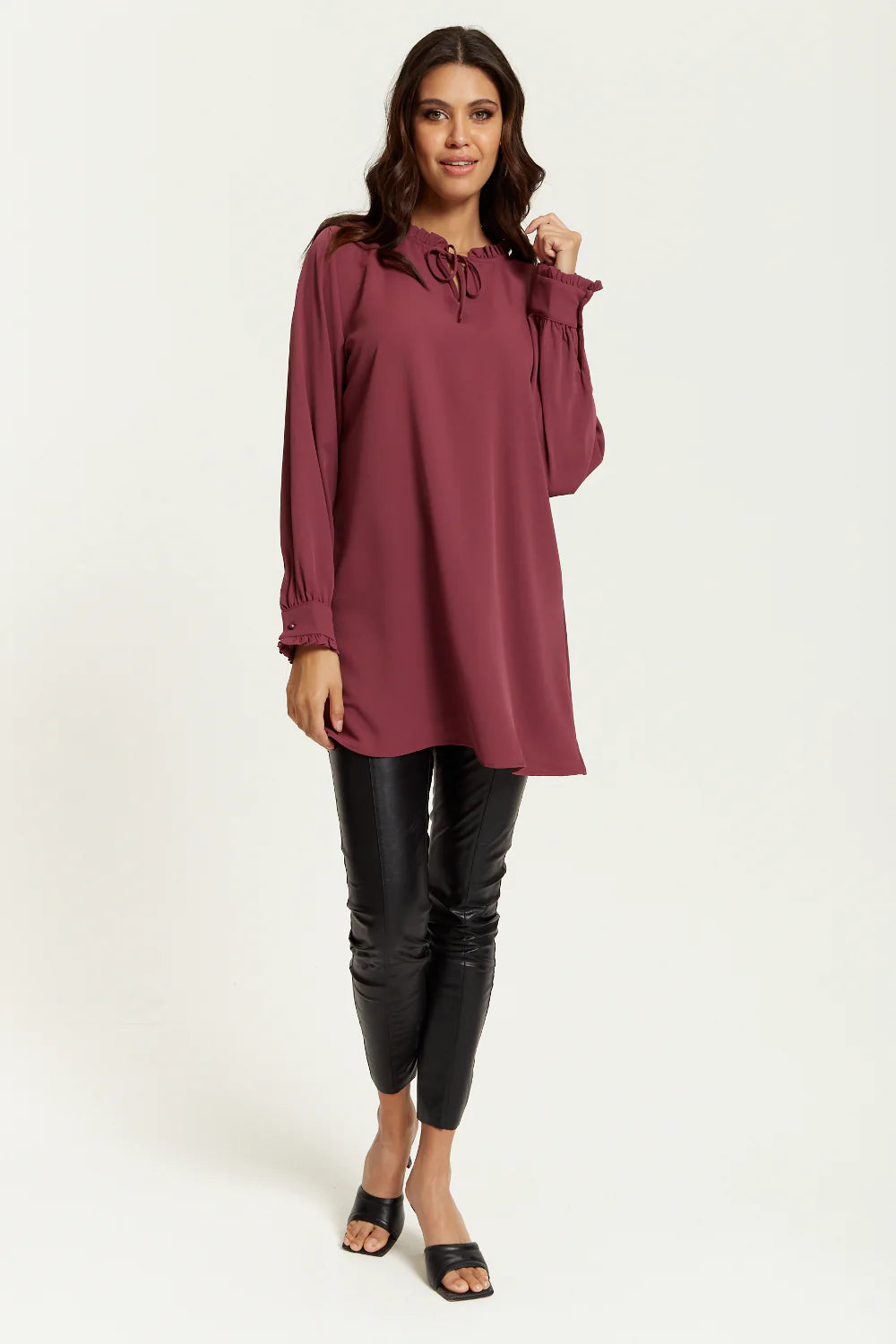 Hoxton Gal Tunic | Oversized Tunic with Ruffle Neck Detail