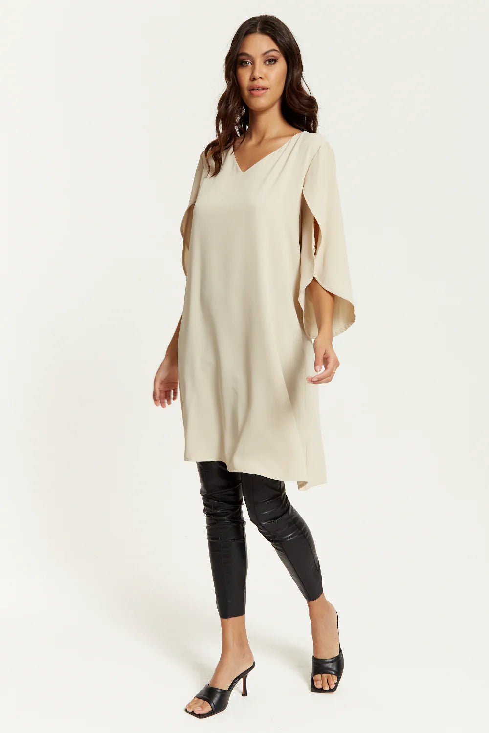 Hoxton Gal V Neck Tunic with Split Sleeves - Oversized - SEO REWRITTEN