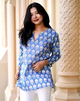 Hydrangea Bloom Tunic, Blue Cotton