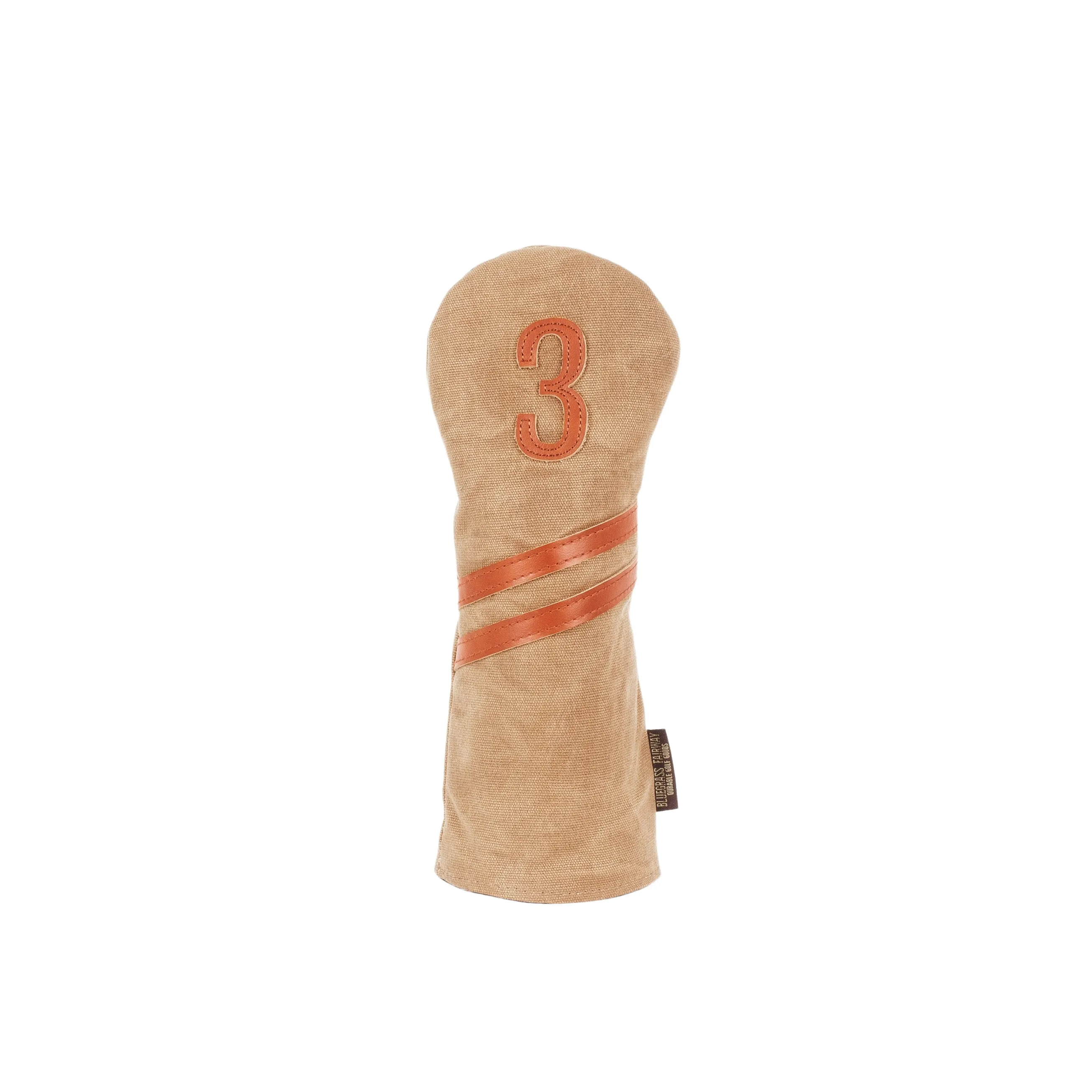 Invitational Edition Waxed Canvas golf Headcover in Tan 3 fairway wood