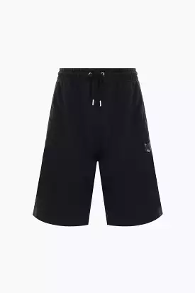 Jersey shorts with a bold logo patch featuring a fox head