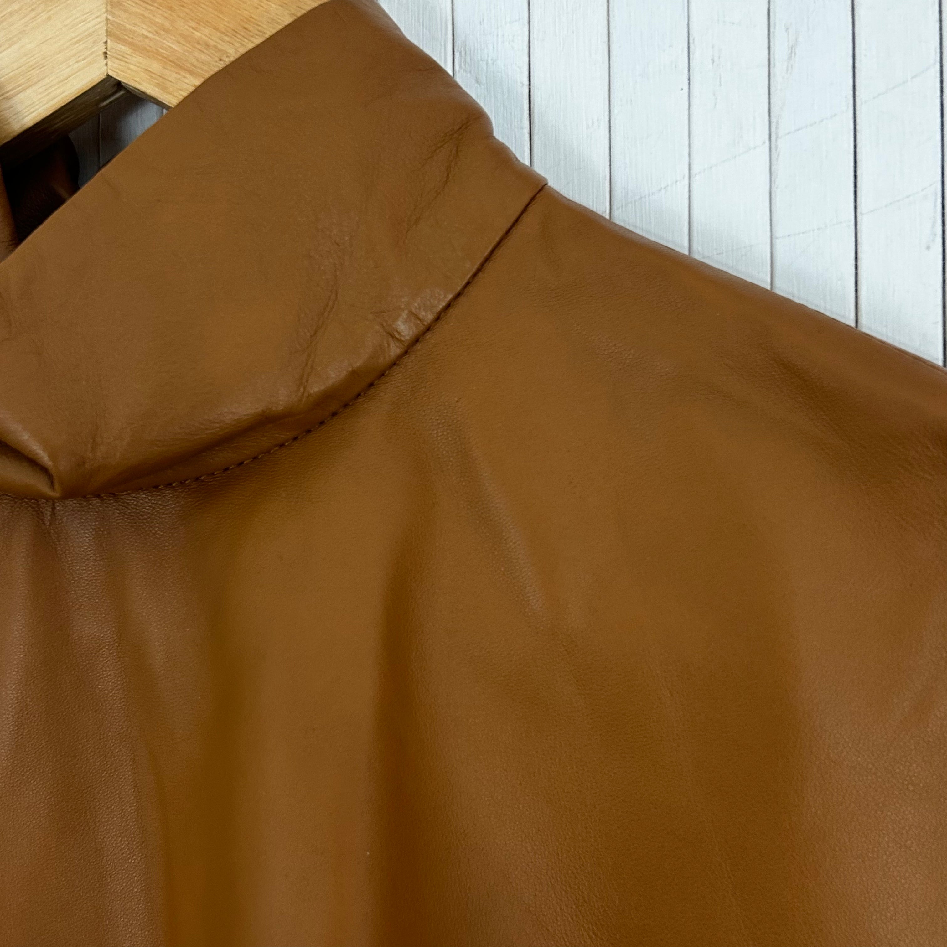 Joseph Caramel Bibo Nappa Leather Turtleneck Top S - $1075 New