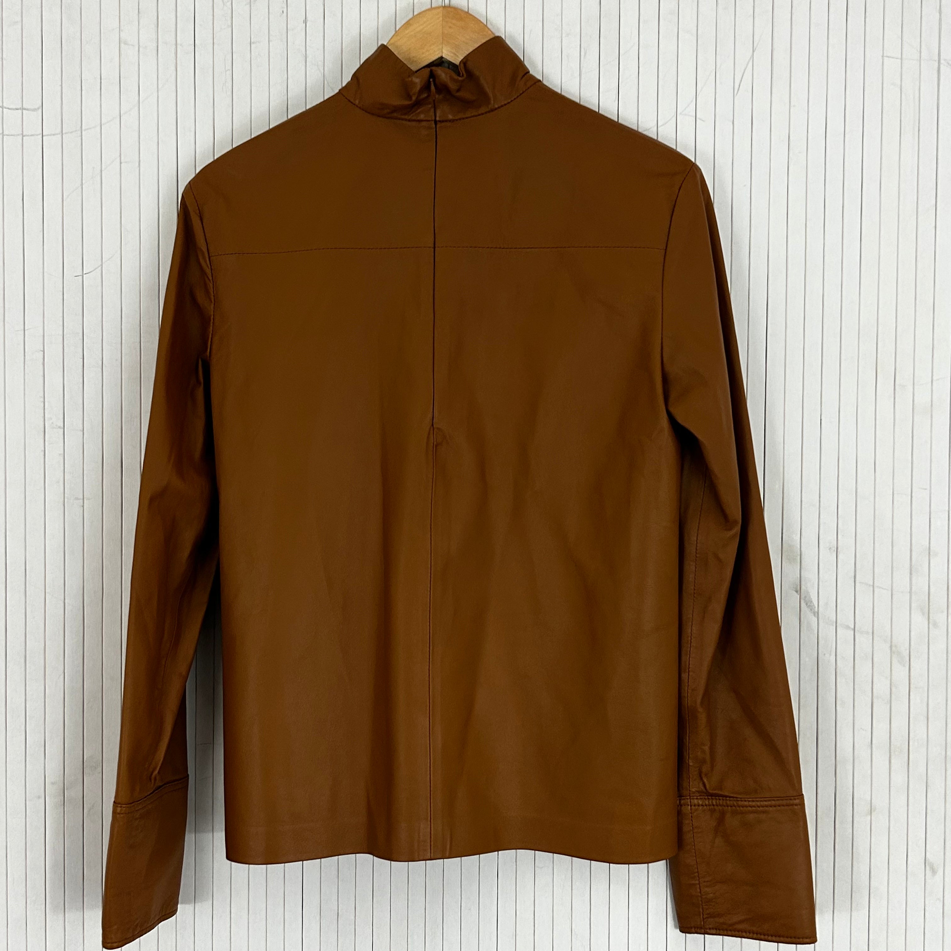 Joseph Caramel Bibo Nappa Leather Turtleneck Top S - $1075 New