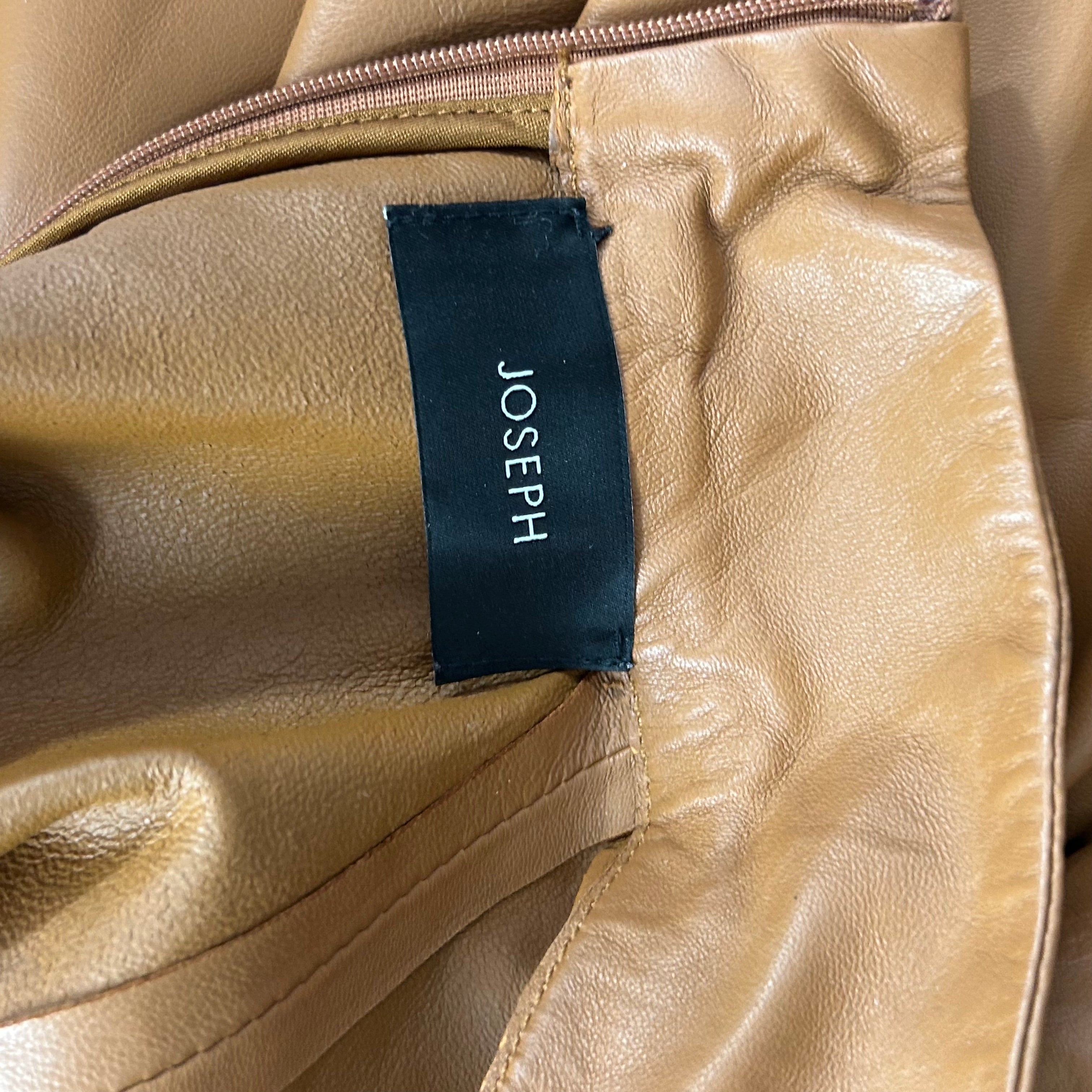 Joseph Caramel Bibo Nappa Leather Turtleneck Top S - $1075 New