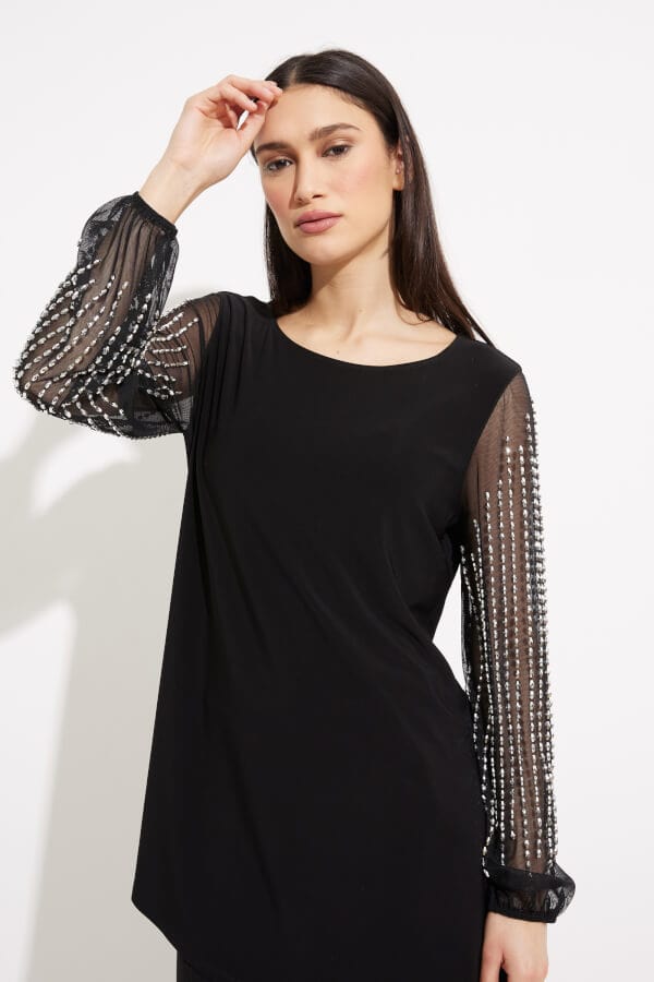 Joseph Ribkoff 233002 Bedazzled Sleeve Tunic.