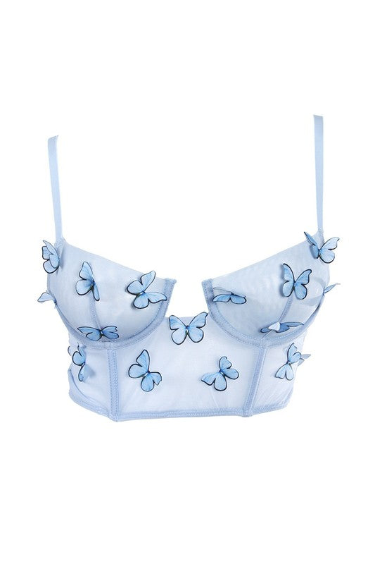 Kendall Blue Butterfly Corset Top