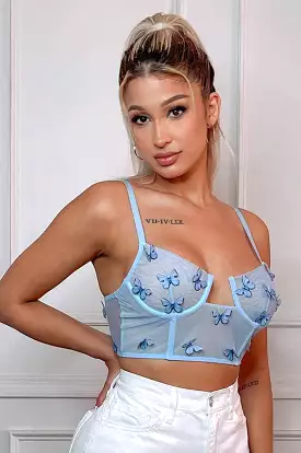 Kendall Blue Butterfly Corset Top