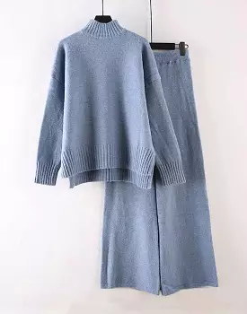 Knit Turtleneck Top Pants Set