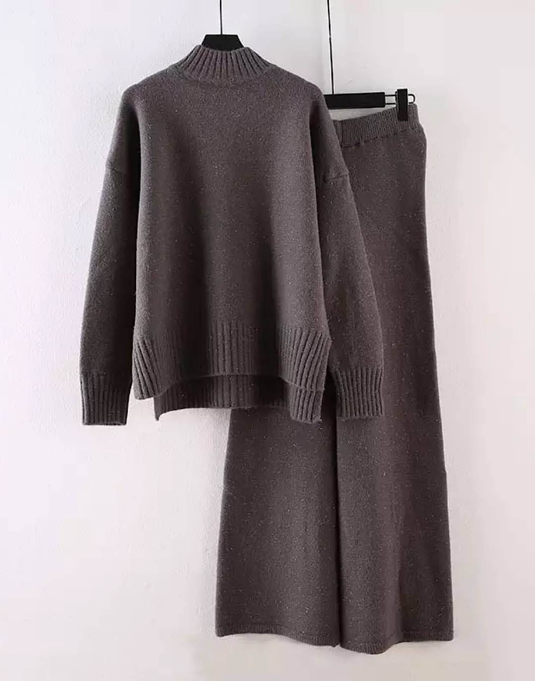 Knit Turtleneck Top Pants Set