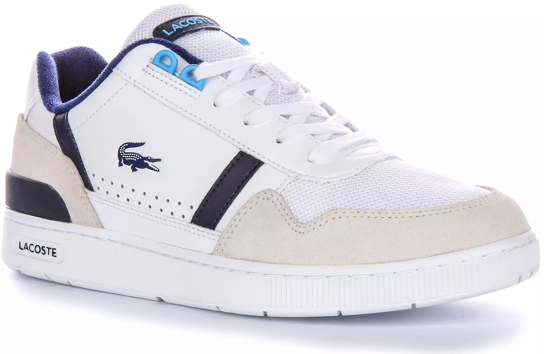 Lacoste White Blue T-Clip Trainer for Men