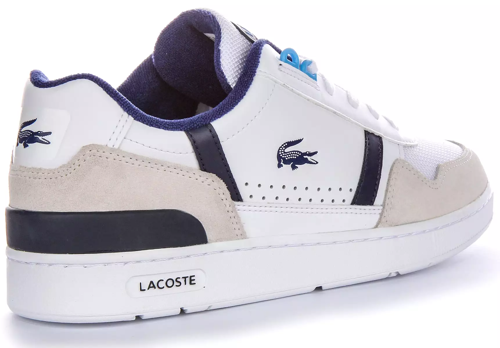 Lacoste White Blue T-Clip Trainer for Men