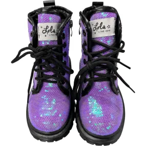 Lola + The Boys Lavender Sequin Faux Fur Boots