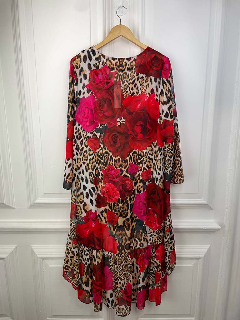 Malissa J Embellished Kaftan Tunic - Rose & Leopard