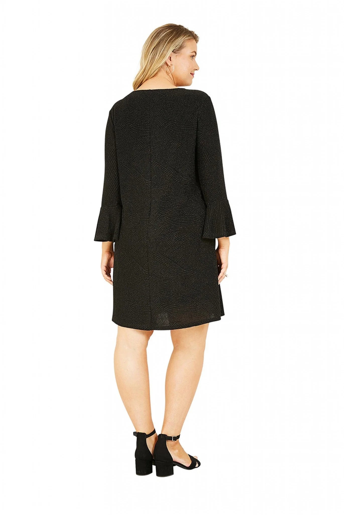 Mela London Black Sparkle Tunic - Fluted Sleeves