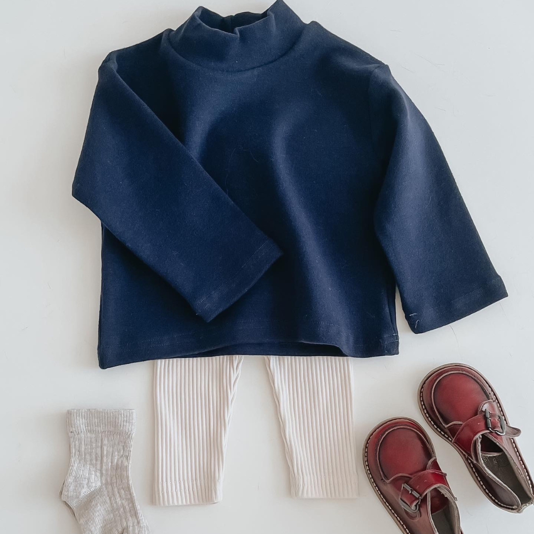 Navy Turtleneck Top