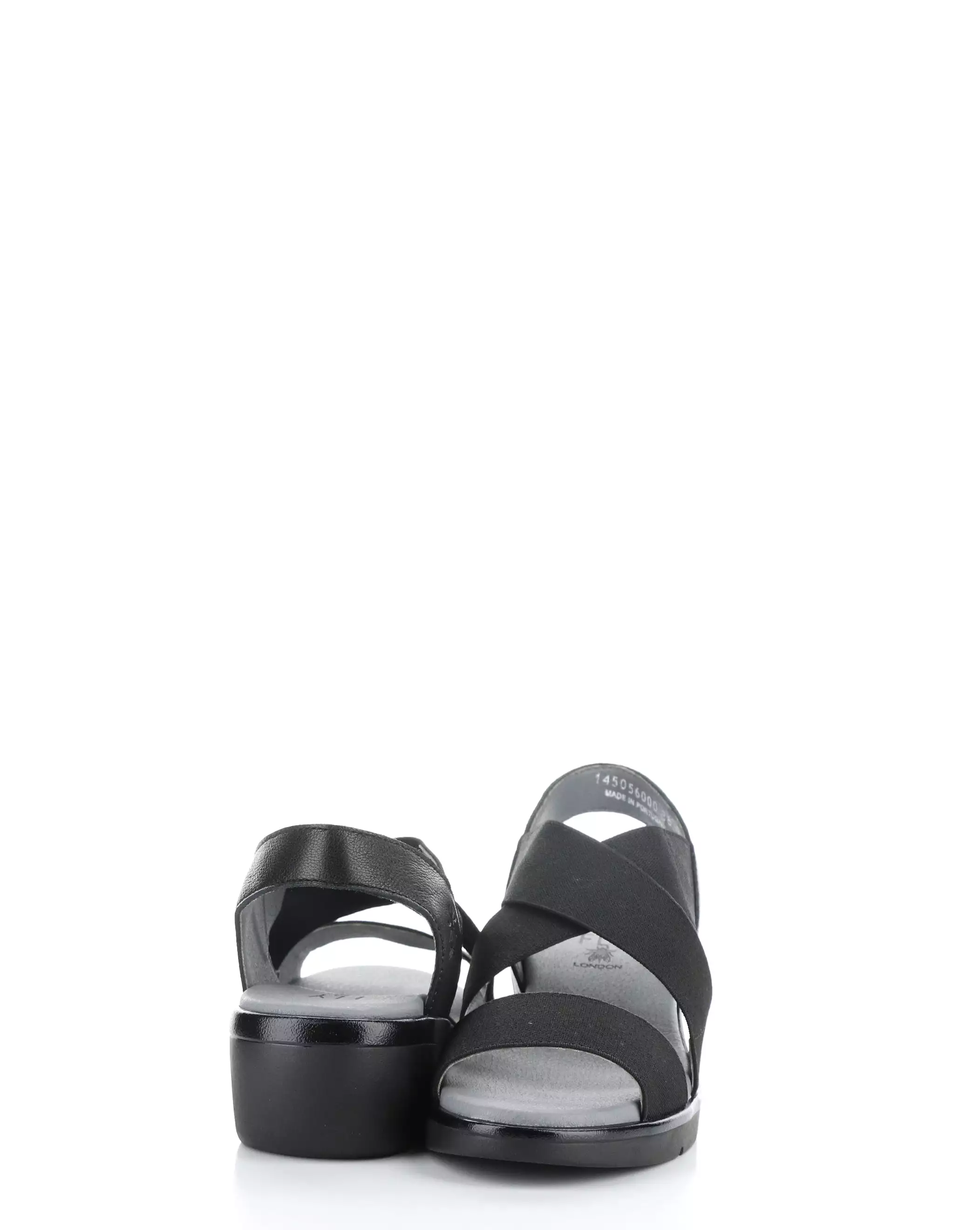 NOLI056FLY black sandals with elastic straps.