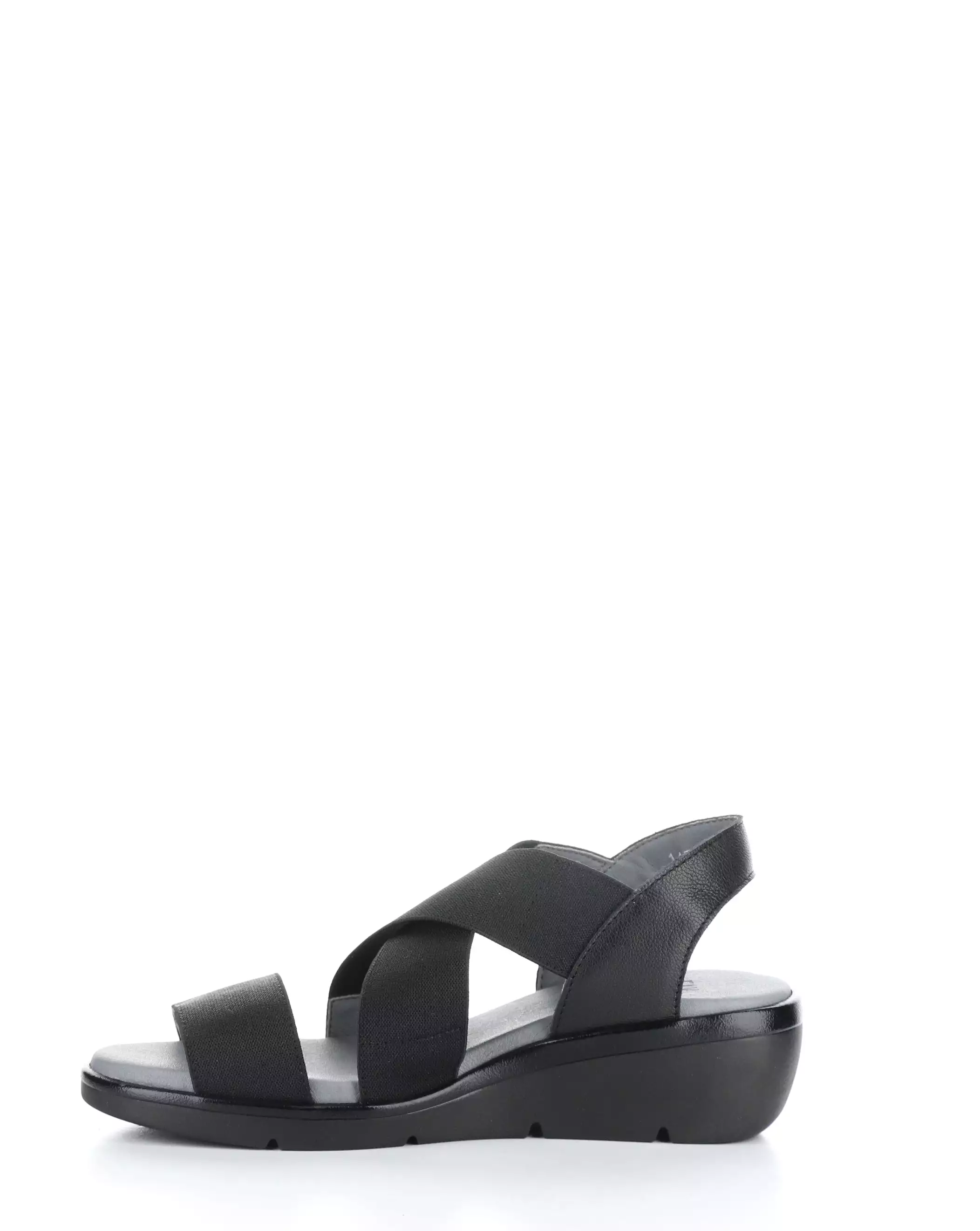 NOLI056FLY black sandals with elastic straps.