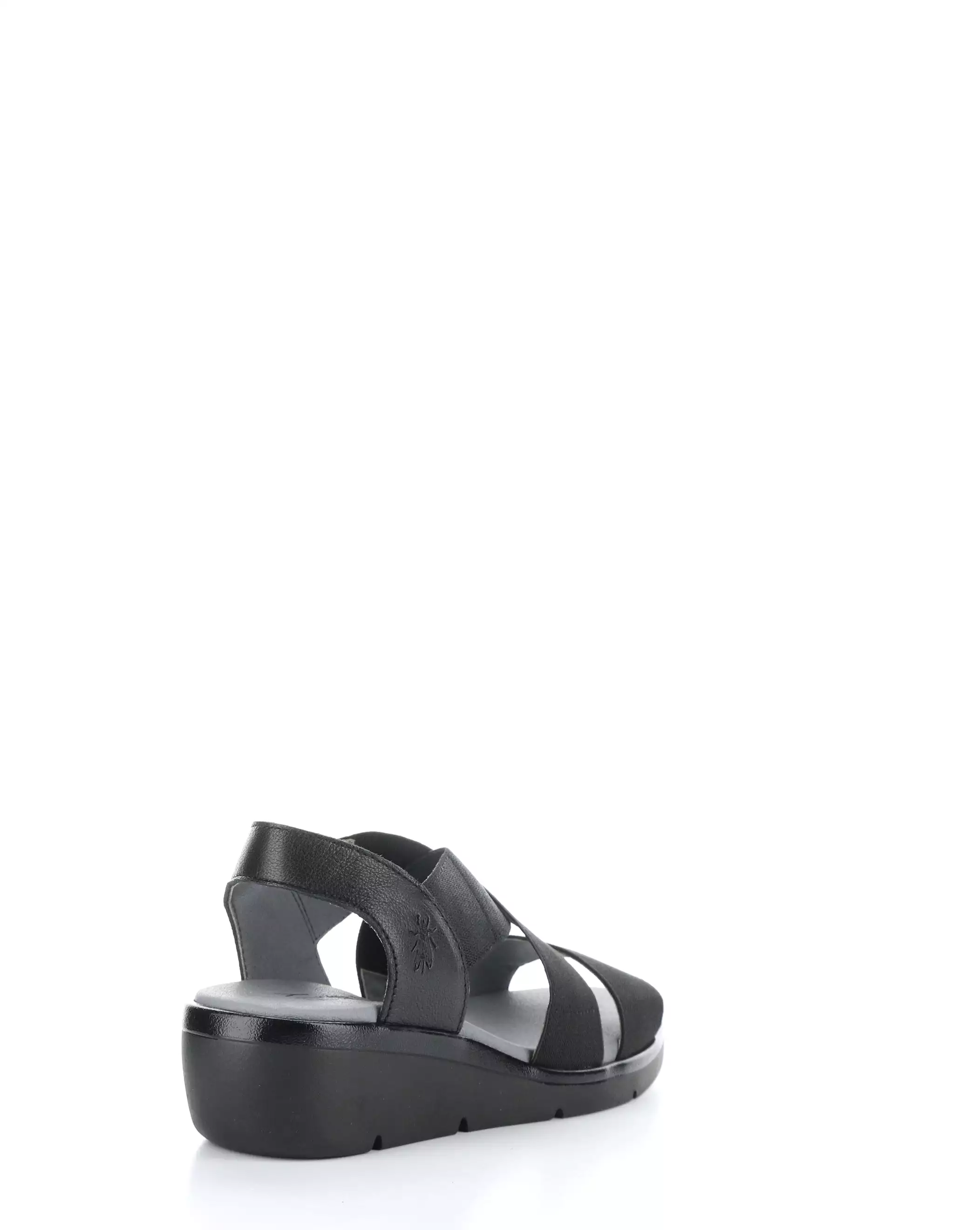 NOLI056FLY black sandals with elastic straps.