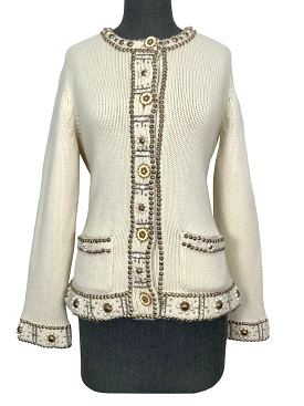 Oscar de la Renta Cashmere Sweater with Embellishments in Size L