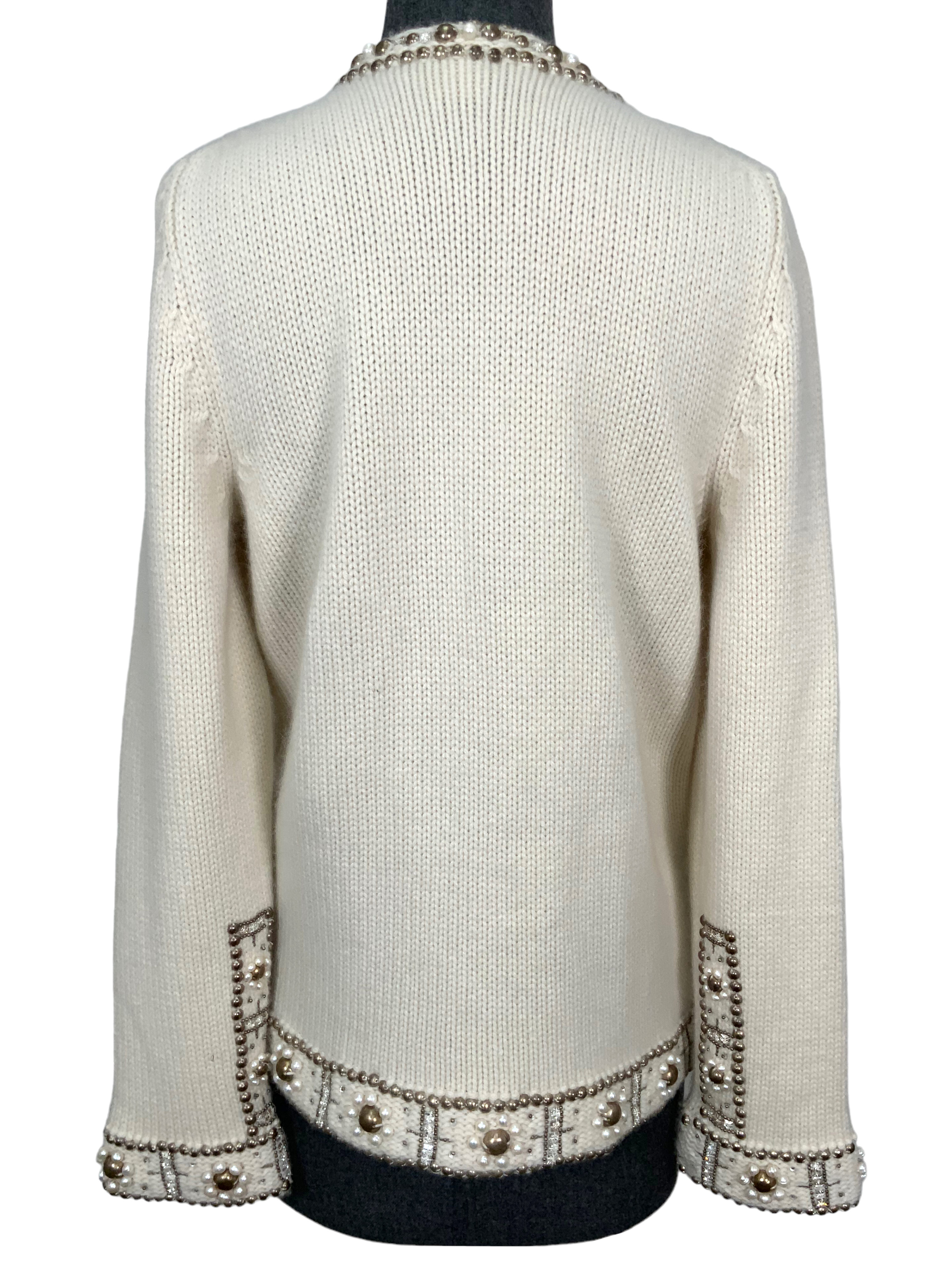 Oscar de la Renta Cashmere Sweater with Embellishments in Size L