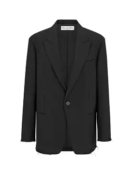 Oversized black wool and mohair blazer.