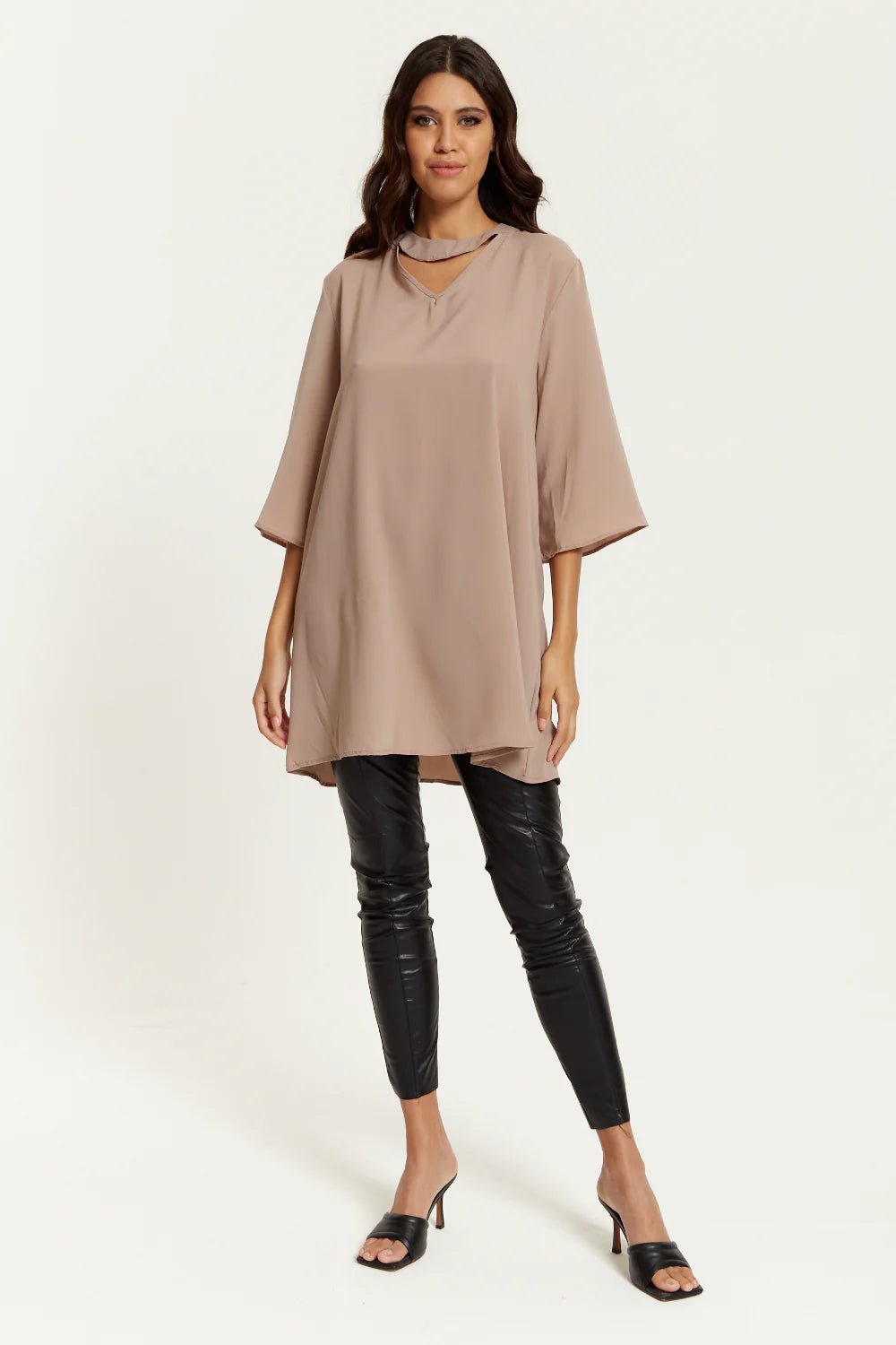 Oversized Detailed Neckline Tunic by Hoxton Gal