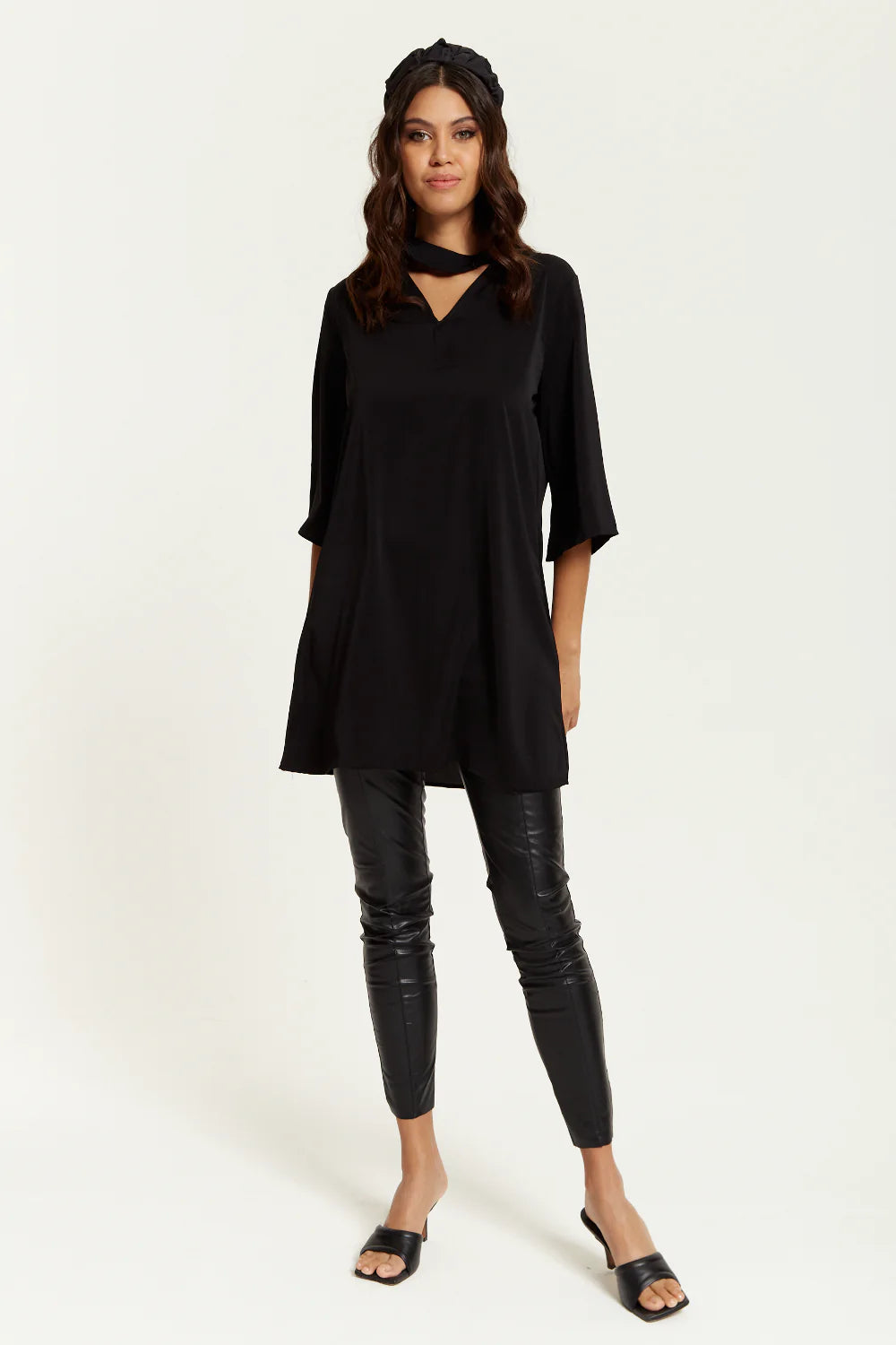 Oversized Detailed Neckline Tunic by Hoxton Gal