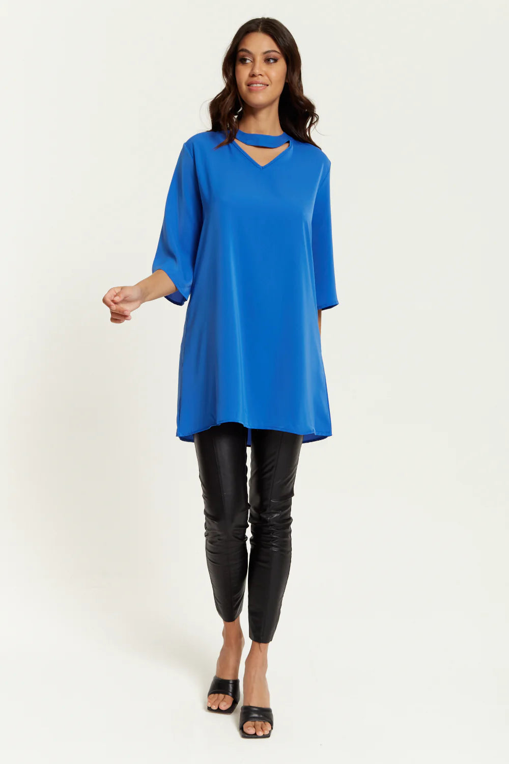 Oversized Detailed Neckline Tunic by Hoxton Gal