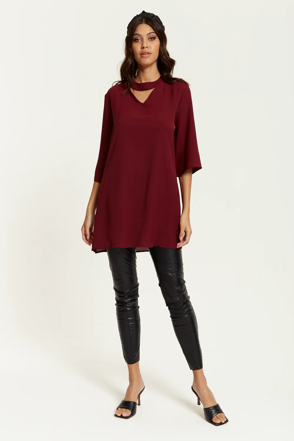 Oversized Detailed Neckline Tunic by Hoxton Gal