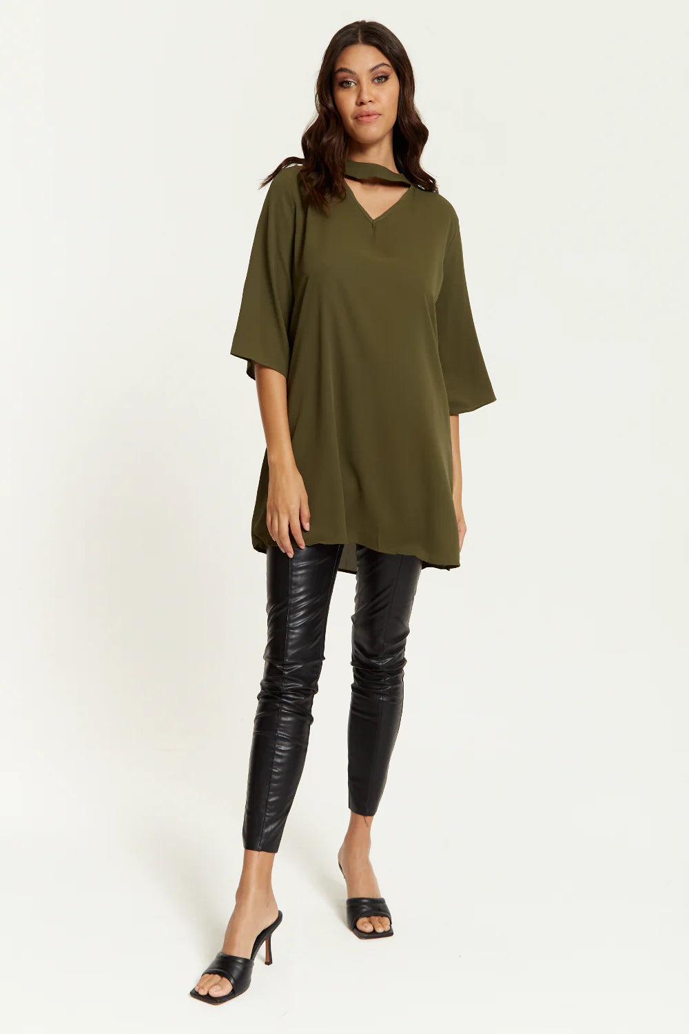 Oversized Detailed Neckline Tunic by Hoxton Gal