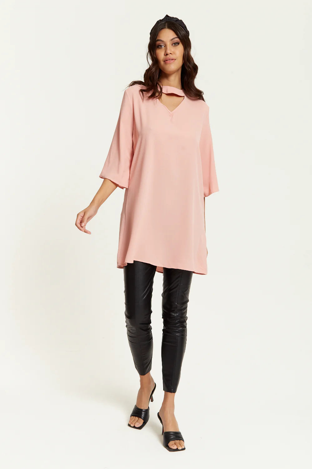 Oversized Detailed Neckline Tunic by Hoxton Gal