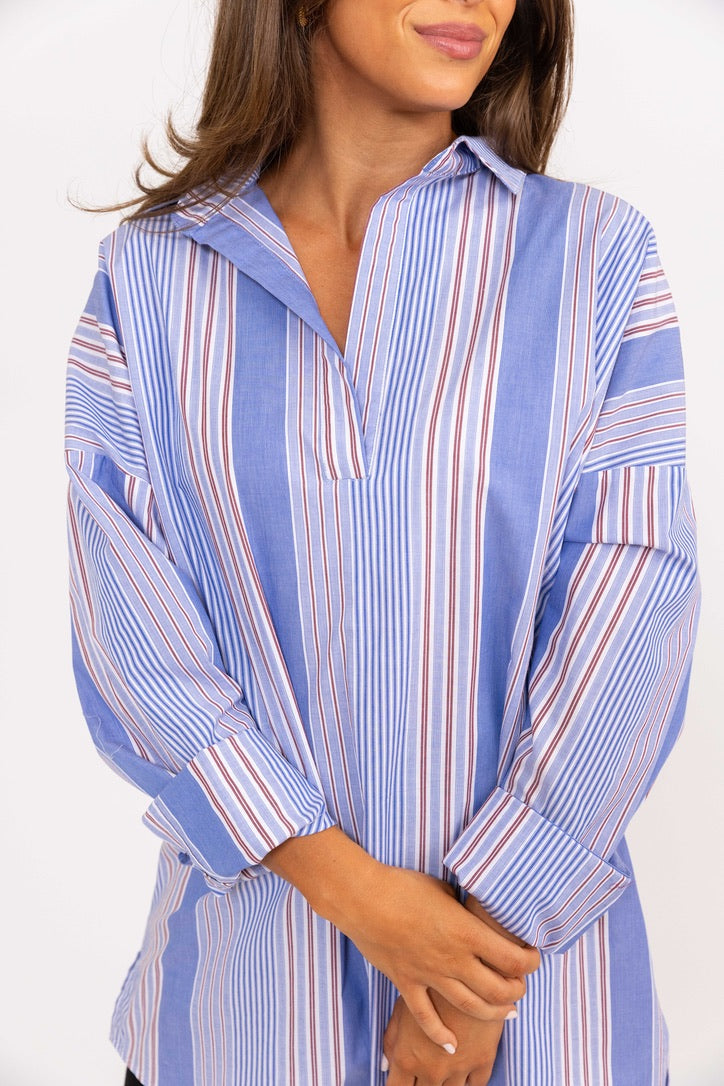 Oversized Tunic with Striped Pattern