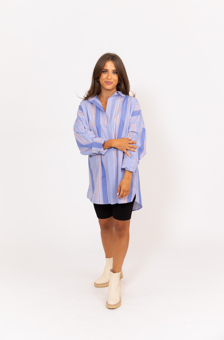 Oversized Tunic with Striped Pattern