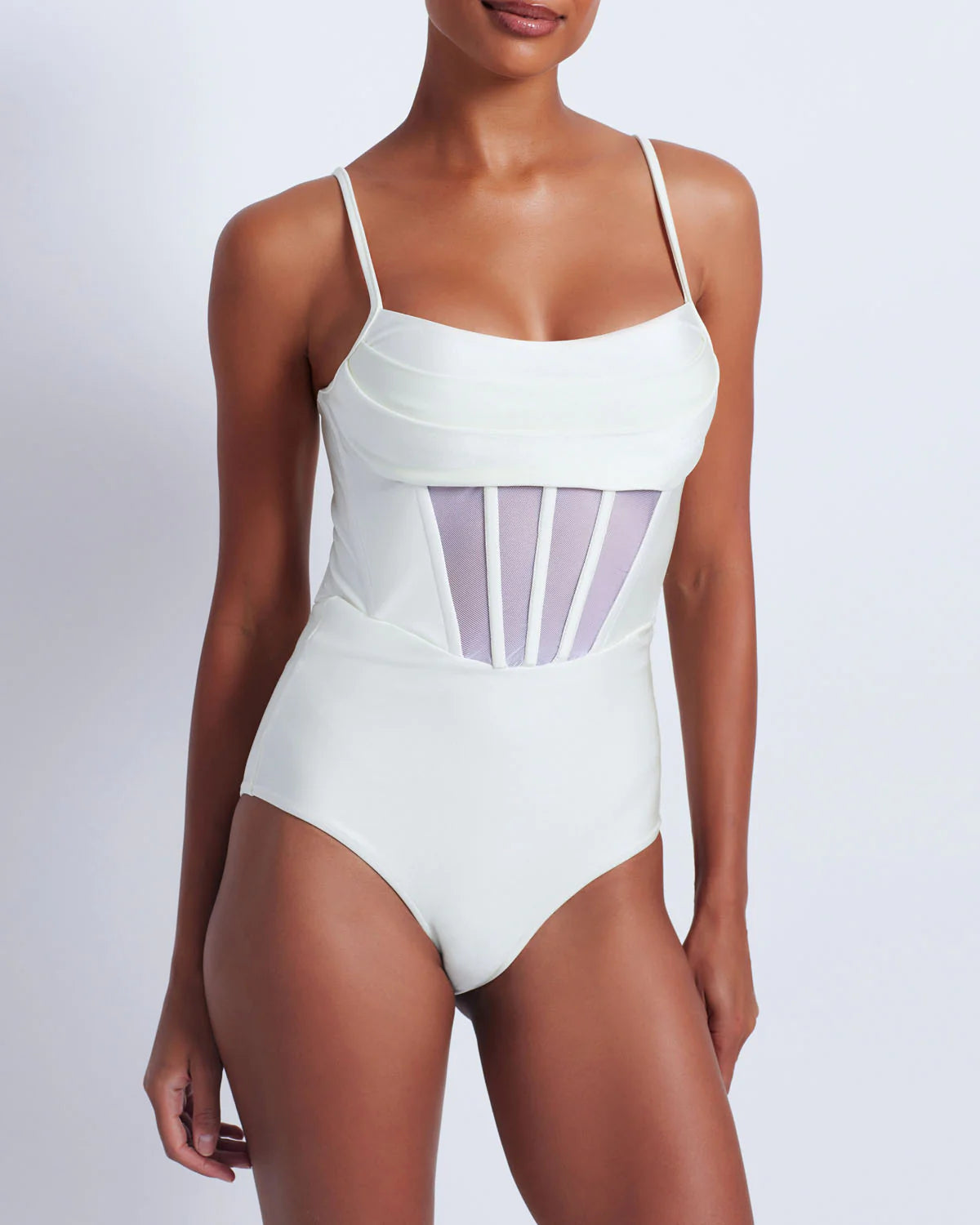 Patbo - White Corset Waist One Piece