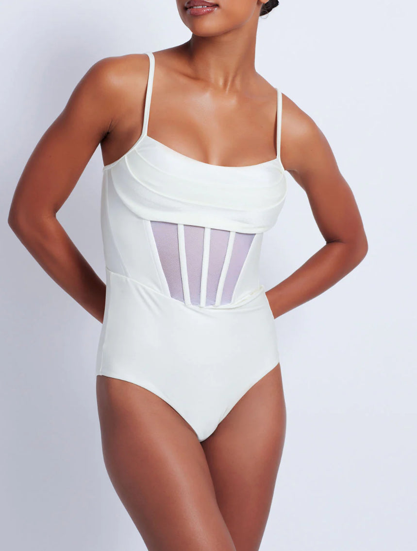 Patbo - White Corset Waist One Piece