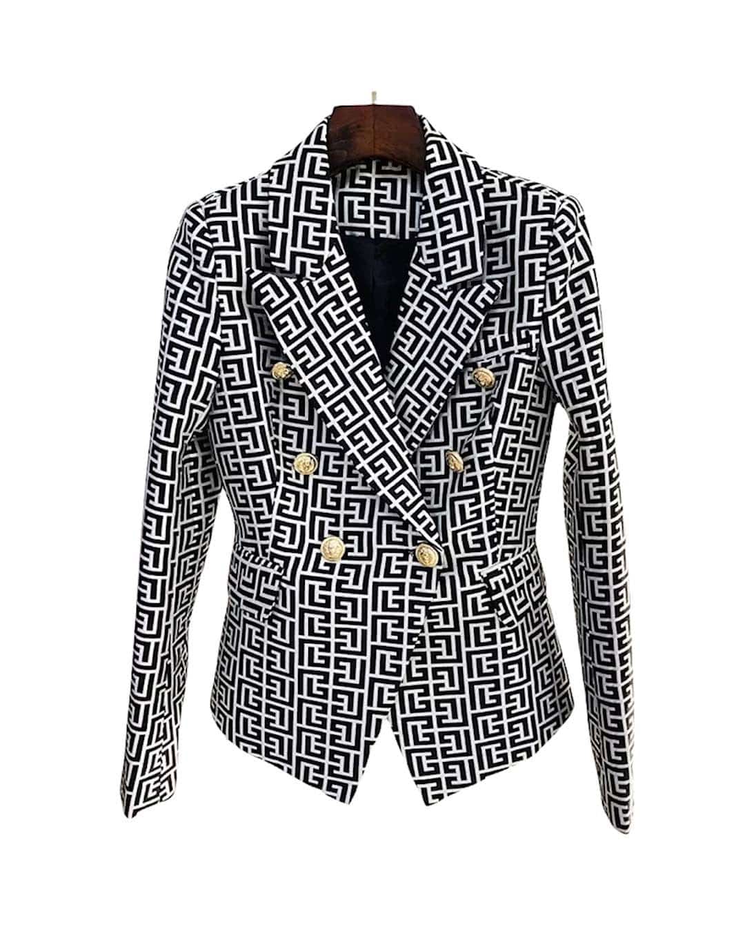 Patterned geometric blazer