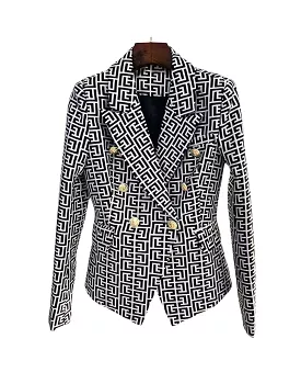 Patterned geometric blazer