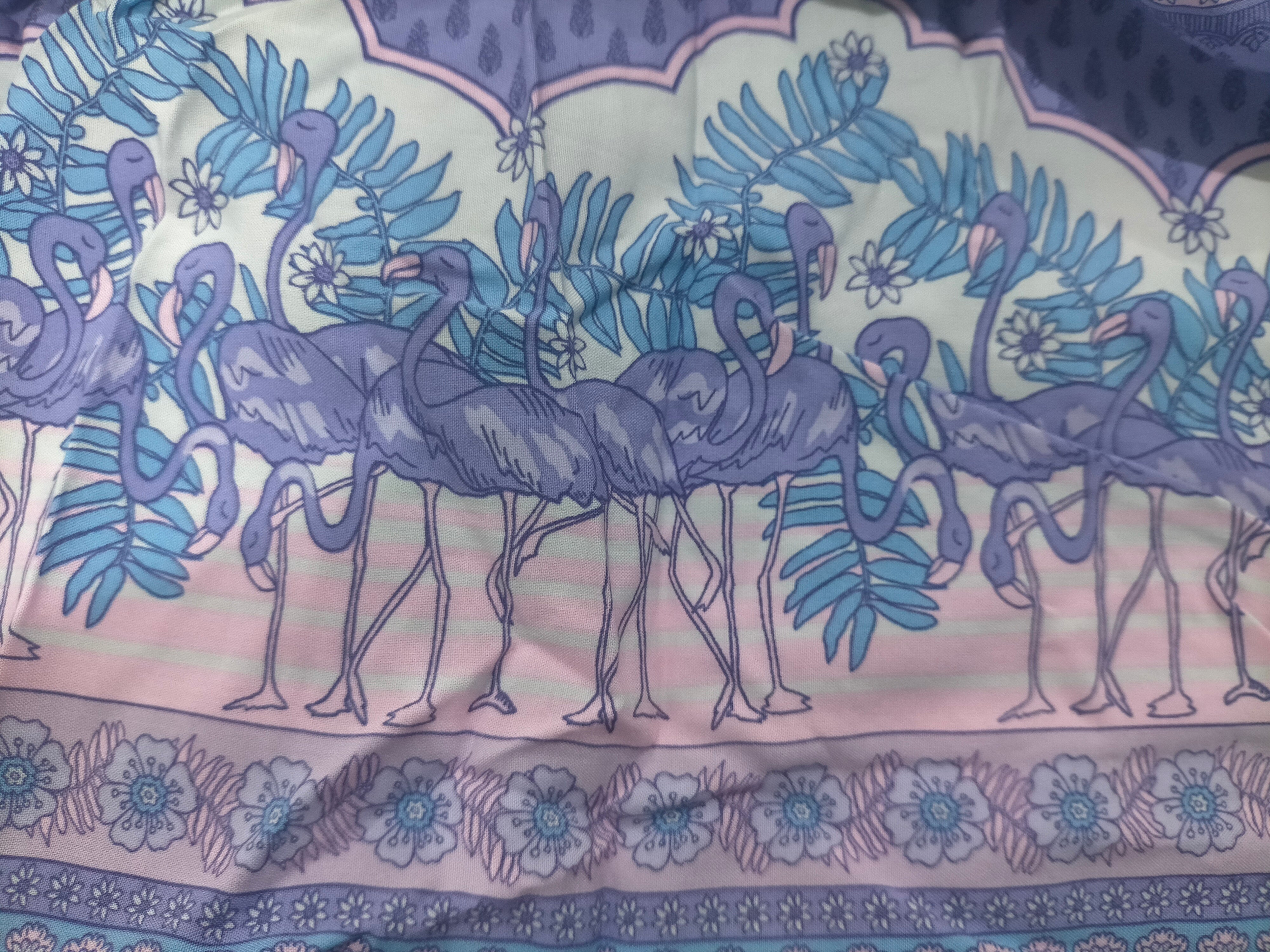 Pia Blue Flamingo Print Tunic Top