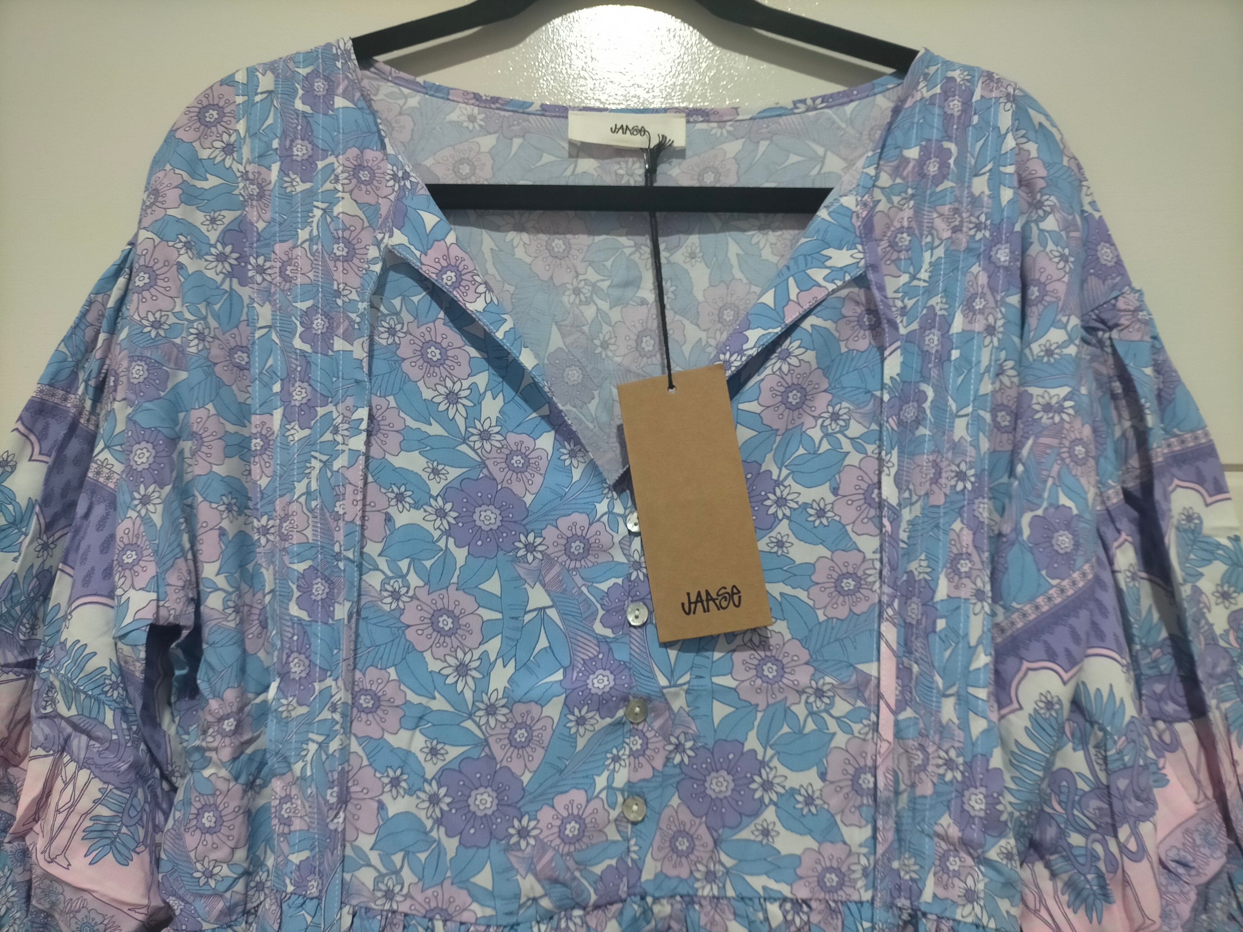 Pia Blue Flamingo Print Tunic Top