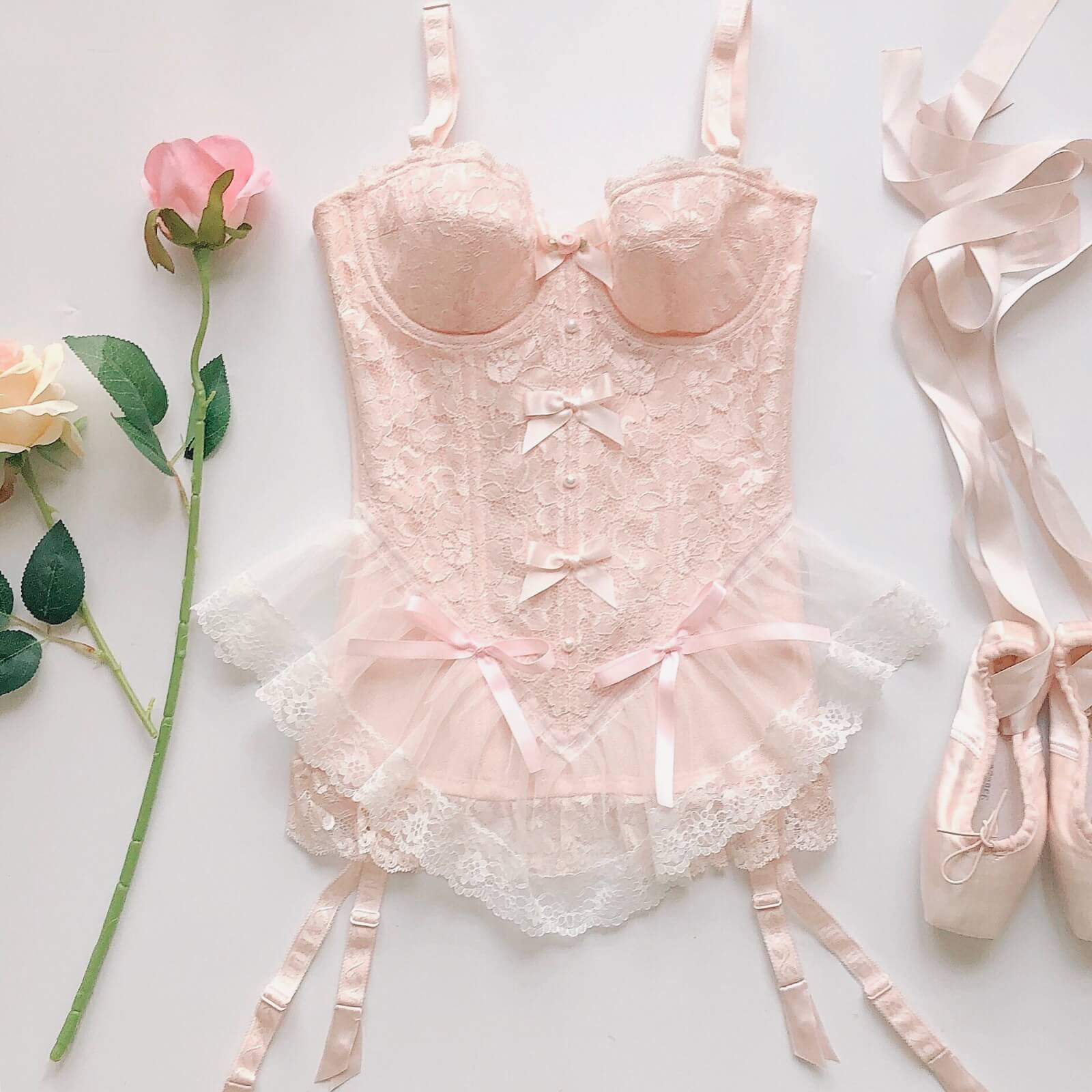 Pink lace bow crochet BY3290