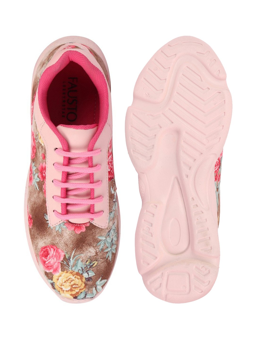 Pink Women's Lace Up Running Shoes for Sport and Outdoor Activities.